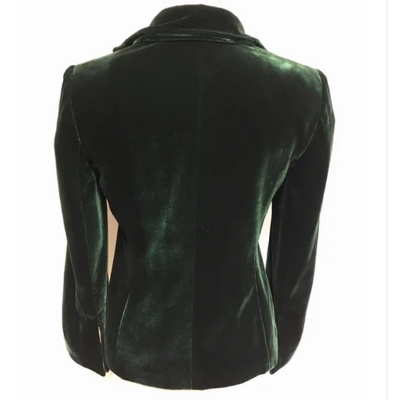 Elegant Green Velvet Suit jacket pants sexy NYC winter NYE Christmas chic bow - Picture 3 of 4